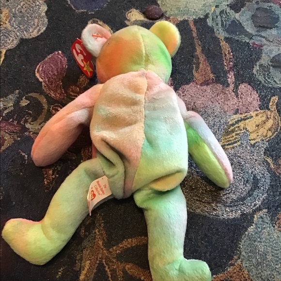 Rare 1996 Peace Bear beanie baby WITH TAG ERRORS - Picture 2 of 8